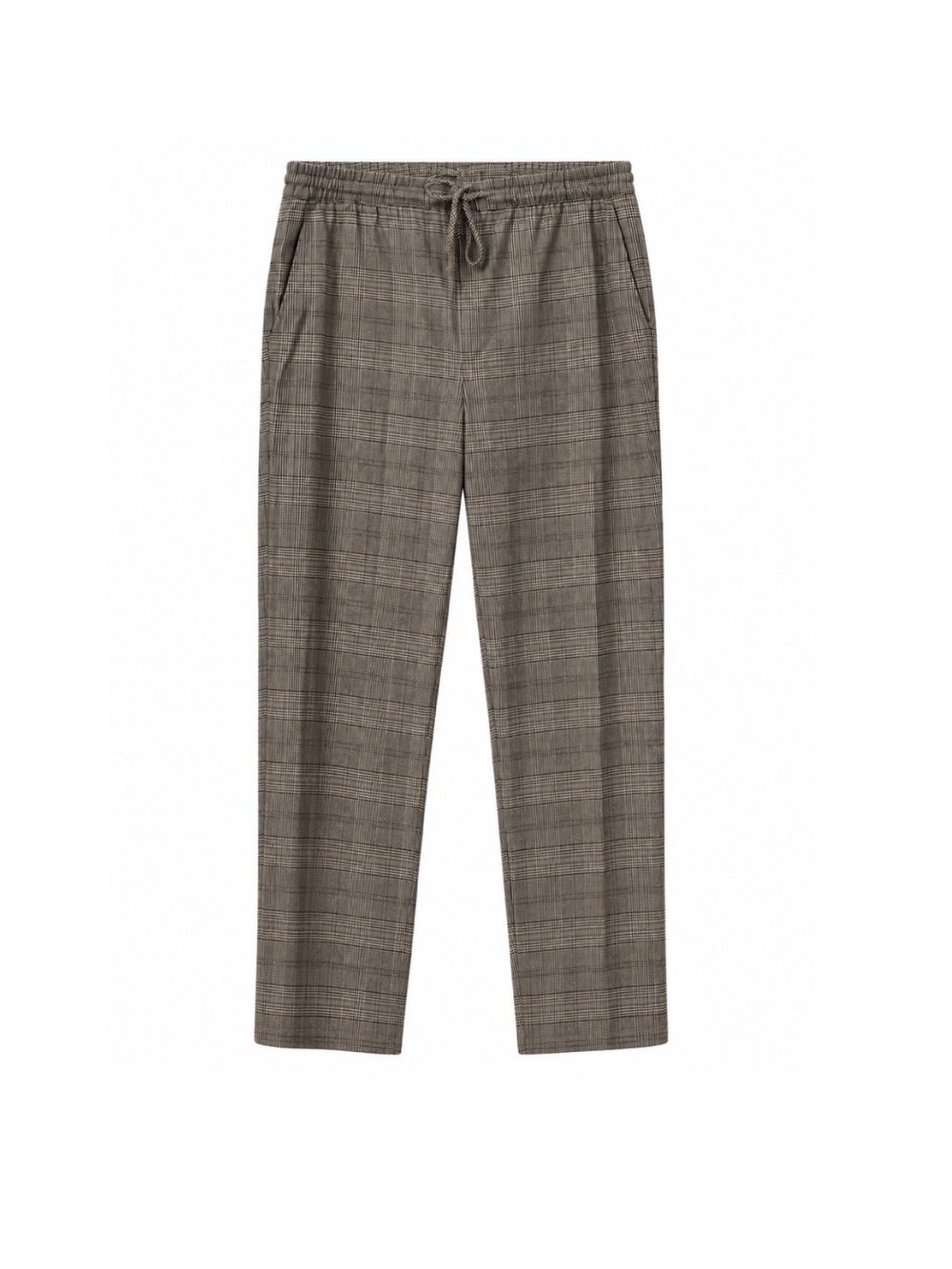Banana Republic Plaid Pull-On Drawstring Trouser - Black/Grey Plaid, Size M